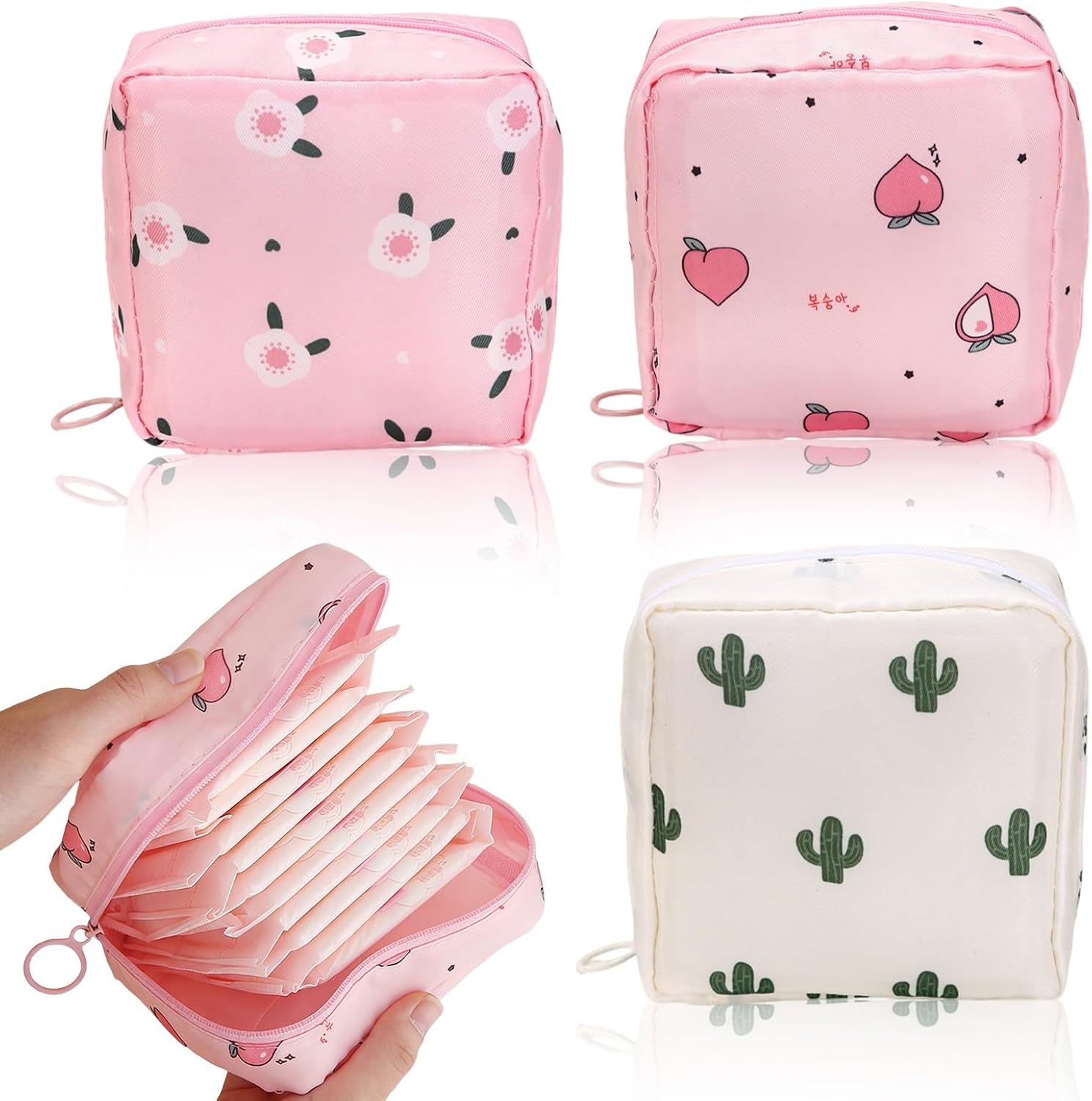 3Pz Bolsa para Guardar Compresas, Bolsa de Menstruación Sanitarias, Bolsa de Períodos Portátil, Bolsa Menstrual, Bolsa de Almacenamiento Reutilizables con Cremallera, para Mujeres Adolescentes Niñas
