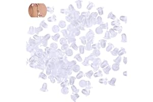 SEABABOO Bouchon Pour Boucle D'Oreille Clous Bouchon En Caoutchouc Transparent SéCurité Earstop Bouchons D'Oreille Au Dos De Boucles Caoutchouc D'Oreille En Plastique Blanc 5mm * 5mm (100 PièCes)