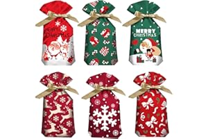 SALADOCY 48 Pezzi Sacchetti Regalo di Natale, Sacchetti con Coulisse, Sacchetti Caramelle Natale, Sacchetti Per Feste, 23 x 15 cm