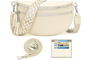 LANXINGLUO marsupio donna media borsa tracolla donna media borsetta Con scomparto per carte di credito e 2 spallacci Beige