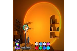 Kangtaixin Sunset Lamp - Lampada da Tramonto RGB – Controllo App, Connettore USB, Proiettore LED Girevole a 180°, Luce D'atmosfera Romantica, Adatta per Fotografia, Selfie, Decorazione del Soggiorno