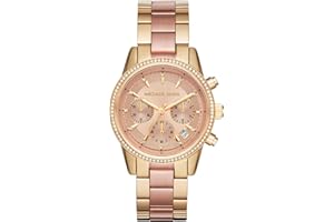 Michael Kors Montre Ritz pour Femme, Taille de boîtier de 37 mm, Mouvement Chronographe à Quartz, Bracelet en Acier Inoxydable