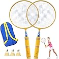 JOY SPOT! Kids Badminton Rackets Set with Soft Grip, Oversize & Lightweight Shuttlecocks Racquet with Carry Bag for Children Youth, 2 Player Sport Game for Indoor Outdoor Backyard