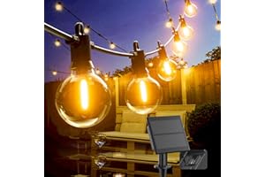 Kawaya Solar Festoon Lights Outdoor with USB Charge, Waterproof Garden Lights 10M/31FT LED Outdoor String Lights with 15+1 Shatterproof Bulbs for Backyard Gazebo Pergola Patio Balcony Festive
