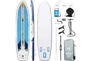 Tuxedo Sailor Inflatable Stand Up Paddle Board SUP Yoga Board Complete Accessories Adjustable Paddleboard, Pump, ISUP Travel Backpack, Mobile Phone Waterproof Bag, Fin, Kayak Seat, Paddling Surfboard
