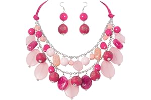 BOCARJEWELRY Bocar, collana a 2 strati con perline spesse, alla moda, idea regalo per donne