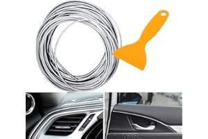 MASO Bande de moulage intérieure de voiture, bande de décoration universelle à rayures 10 m en ABS argenté 3D avec outil