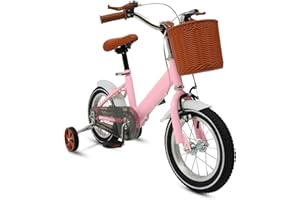 Charocean Kinder Fahrrad 12 Zoll Kinderfahrrad für ab 2-5 Jahre Jungen & Mädchen, Mädchen Fahrrad mit Stützrädern & Korb, Höhenverstellbares Fahrrad für Kinder von 80-110 cm
