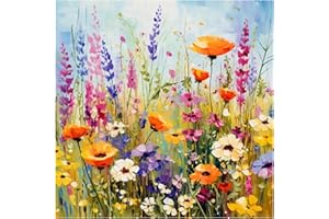 MANDUN Diamond Painting Peinture Diamant Adulte DIY Fleurs Sauvages Peinture Broderie Diamant Painting Kit Complet Pour Décoration Murale 30x30cm