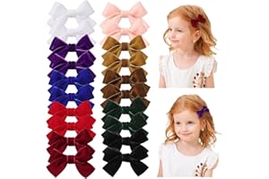 Jollybows 20 Pezzi Velluto Fiocchi Capelli Bambina, 2 Pollici / 5 cm Mollette Capelli Bambina Alligatore Clip Accessori per Capelli per Bambini Bambine e Neonati (Colore chiaro)