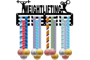 CREATCABIN Weightlifting Medal Holder Medal Holder Display Stand Sports Metal Rewards Hanging Iron Small Stand Decor Rewards for Wall Home Badge Race Runner Marathon Black 29 x 13 cm