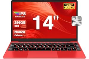 bvate Ordenador Portátil 14",6GB+256GB SSD N4020(hasta 2.8Ghz) Win 11 PC 1920x1080 FHD Dual WiFi BT 4.2 Soporta 1TB SSD Expansión con Ratón Inalámbrico para Trabajo-Estudio-Aprendizaje-Rojo