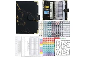 Raccoglitore ad Anelli A6 Ambolio 90PCS Raccoglitore di Bilancio A6 Raccoglitore Notebook Quaderno Raccoglitore Portadocumenti per Budget di Contanti Organizzatore di Buste(Nero A)