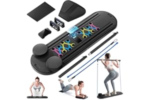 INSMEER Máquina reformadora de Pilates plegable con rodillo de rebote automático, tabla de ejercicio multifuncional para abdominales, cuerda de tensión y temporizador