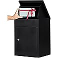 Atahome Aspendos Medium Metal Parcel Delivery Box Parcel Drop Box for Secure Multiple Internet Deliveries, Wall Mountable Weatherproof Sturdy Mailbox for Outdoor and Porch (Black)