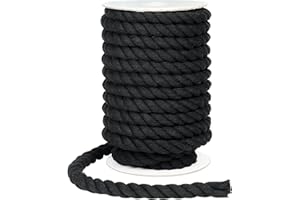 tenn well Cuerda de algodón de 12 mm, Cuerda Multifuncional de 33 pies de Grosor para Tejer macramé, Colgar en la Pared, Manualidades y decoración (Negro)
