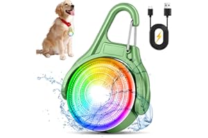 Dokkita Leuchtanhänger Hund Aufladbar (RGB-Farbwechsel-Hundelicht und 4 Blinkmodis), Hunde Licht Led Wiederaufladbar, LED Blinklicht Schulranzen Sicherheitslicht USB Aufladbar