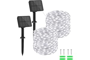 ‎AIFULO aifulo Solar Lichterkette Aussen, 2x10M 100 LED Lichterkette Außen Solar, 8 Modi IP65 Wasserdicht Solarlichterkette Außen mit Smart Control für Terrasse, Garten, Hochzeit, Party, Festival, Balkon