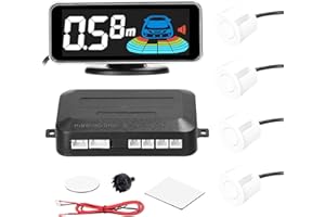 Shkalacar Czujniki parkowania samochodu, parking samochodowy zestaw z 4 czujnikami, czujnik parkowania samochodu wykrywania odległości, wyświetlacz LCD odległości, dźwięk ostrzegawczy brzęczyk