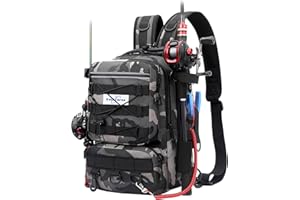 EnGiTores Angelrucksack, Angelzubehör Rucksack mit Rutenhalter wasserdichte Outdoor Angeltasche, Angelrucksack Tasche, Angelbox Aufbewahrungstasche, Angelrucksacks zum Angeln Camping Wandern Reisen