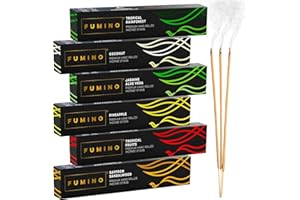 Fumino Encens Naturels Frais Faits à la Main Lot Goûts Tropicaux de 6 Boîtes de 84 Encens Bâtonnets (90g) Bâtons Senteur Masala Agarbatti Joss pour la Relaxation et la Méditation