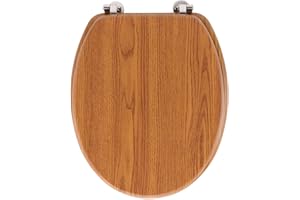 Douceur d'Intérieur, Abattant WC à Charnières Métal (37 x 47 cm) Strata Chene, MDF Effet Bois