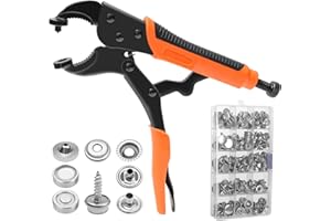 ZAXIVA Pinza Per Bottoni Automatici A Pressione, Contiene 3 Stampi Magnetici e 60 Set Di Bottoni a Pressione Metallo Da 15 mm Per Riparazione Di Coperture Di Barche, Tela, Cuoio, Cucito, Teloni