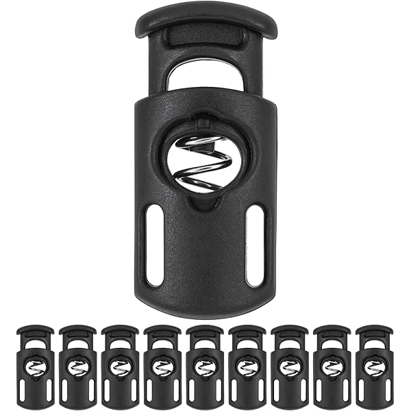 QUARKZMAN 30Pcs Cordon De Verrouillage En Plastique, Cordon De Serrage, Double Trou, Bouchons à Bascule à Ressort, Arrêt à Ressort Pour Sac à Dos, Lacets, Cordons De Serrage, 4mm Orange