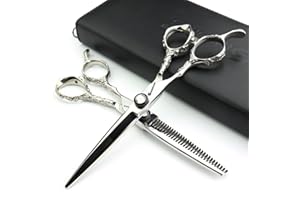 Tijeras de mano izquierda moradas sharonds de 6 pulgadas tijeras para herramientas de modelado de acero 440c de Japón (6 pulgadas y 2 piezas-F)