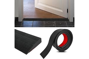 bechoanigel Rampe de Seuil, 100 cm x 8 cm x 1.5cm Rampe Fauteuil Roulant Auto-Adhésif, Seuil de Porte Convient Aux Poussettes, Aux Marcheurs ou Aux Scooters Electriques (Noir, Hauteur -1.5 cm)