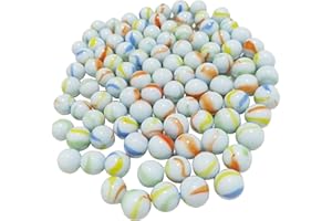 Neez Billes Enfant - Assortiment Billes en Verre, Pépites Rares de Soleil pour Décoration, Jeux de Billes Enfant - Multicolore Sac de Marblegen Bille (40 Billes Laiteuses)