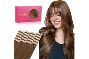 WENNALIFE Tape in Hair Extensions Human Hair, 20pcs 22 inch 50g Light Auburn Brown Real Human Hair Tape Extensions Remy Tape Hair Extensions Straight