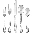 Hampton Forge 20 Piece Melody Hammered Flatware Set, Metallic