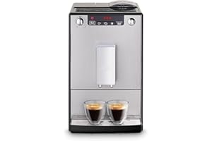 Melitta Solo Argent, Machine à Café à Grains avec Broyeur et Système d'Extraction des Arômes, Affichage LED, Mode 1 à 2 Tasses, Cafetière Expresso, Automatique, E950-203, 1400W
