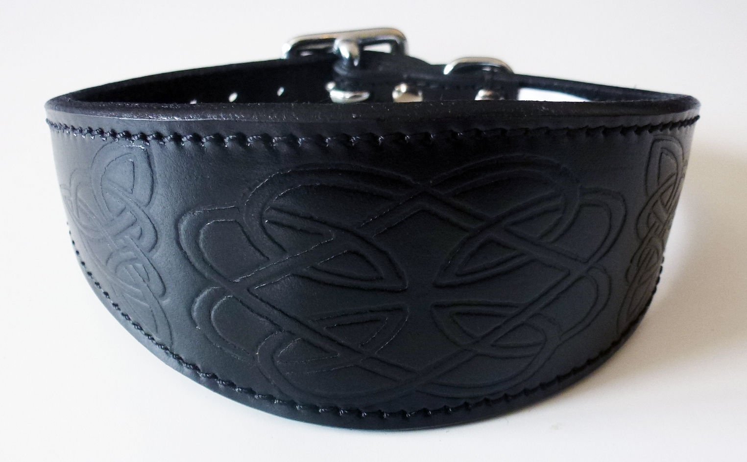 4doggies 1721 Inch Black CELTIC Leather Greyhound Collar Large Hound