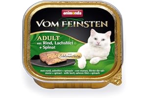 animonda Vom Feinsten Nourriture pour Chat Adulte - Nourriture Humide pour Chat Adulte - Cœur de bœuf - Filet de Saumon + épinards - 32 x 100 g