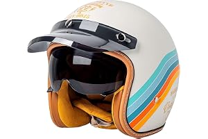 Tysk Retro Motorcykel-Jethjälm, DOT/ECE-certifierad Öppen Hjälm, Solskydd & Avtagbar Fodral, Unisex för Cruisers, Mopeder, Sc