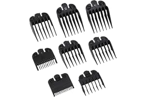 NCOALE 8 sztuk końcówek do maszynki do strzyżenia włosów Clipper Guard Guide Limit Grzebień zestaw 1,5 mm do 25 mm (czarny)