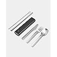 Chilly's Cutlery - Stainless Steel Utensils with Aluminium Travel Case - Knife, Fork, Spoon, & Straw - Abyss Black