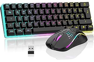 RedThunder 60% Wireless Gaming Teclado y Ratón Set QWERTZ DE Layout, Teclado inalámbrico Recargable con ratón de Juego Ultraligero con Estructura de Panal, para PC Mac PS5 Xbox Gamer, Oficina.