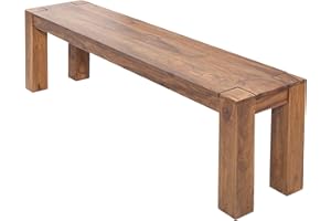 INVICTA INTERIOR riess-Ambiente Massive Precious Wood Bench Makassar Sheesham 140 cm Wooden Bench Unique Grain Kitchen Bench Wooden Bench Bedroom Bench Hallway Bench