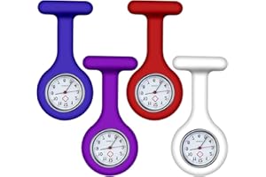 YOYIAG Montre D'Infirmière Montre Poche Numérique: 4 Pièces Bracelet Silicone avec Pince Épingle Revers Mouvement Quartz Étanche Médecin Paramédical Broche Montre Gousset Moniteur Fréquence Cardiaque