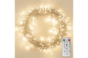 [Timer & Remote] 100 LED Outdoor Battery Fairy Lights (IP65 Waterproof, Dimmable, 8 Modes) by Koopower, 11M, Warm White