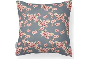 Izabela Peters Outdoor Cushions Waterproof, 43 cm, Filled Outdoor Cushion, Cherry Blossom - Grey, Garden Furniture Cushions, Outdoor Seat Cushions, Garden Chair Cushions