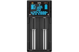 FOSMOON LCD-2 18650 Battery Charger, Including Lcd Displayable Capacity, 2A Intelligent Universal Fast Charger, Suitable For3.7V Lithium Ion 1.2V Ni-mh Ni-cd AA AAA Batteries