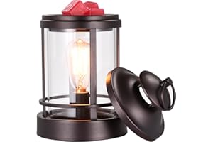 Dorephine Electric Wax Burners,Rustic Metal Oil Burner,Wax Melt Burner with 40W Edison Bulb for Home Décor (Lamp with Cover)