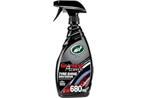 Turtle Wax Hybrid Solutions Graphene Acrylic Tyre Shine Spray Coating, Long-Lasting Rich Black Shine, No-Sling, Water-Resistant Tyre Dressing with UV and Dirt Repellent Protection, 680ml, Pack of 1