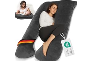 ‎ELONEO ELONEO Schwangerschaftskissen XXL, Seitenschläferkissen mit Bezug, Pregnancy Pillow extra groß in U Form, Stillkissen mit weichem, abnehmbarem und waschbarem Bezug, grau