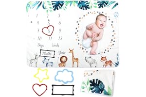 M MUNCASO Manta mensual de hito para niño y niña, manta unisex de mes para bebé, para fotos, jirafa de león y cebra, nuevas mamás, seguimiento de la edad (40x50 pulgadas)