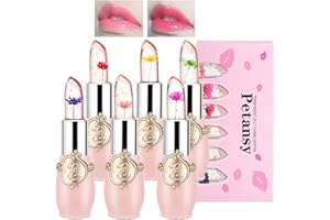 Petansy fleur Rouge à lèvres Magique Change de Couleur Baume à Lèvres Crystal Jelly Rouge à lèvres Durable Hydratant Rouge à lèvres (6 PCS)